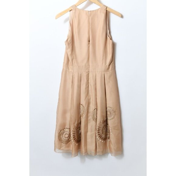 Kay Unger New York 100% Silk Gold Dress Size 10 Sleeveless Cocktail Wedding - Picture 10 of 15